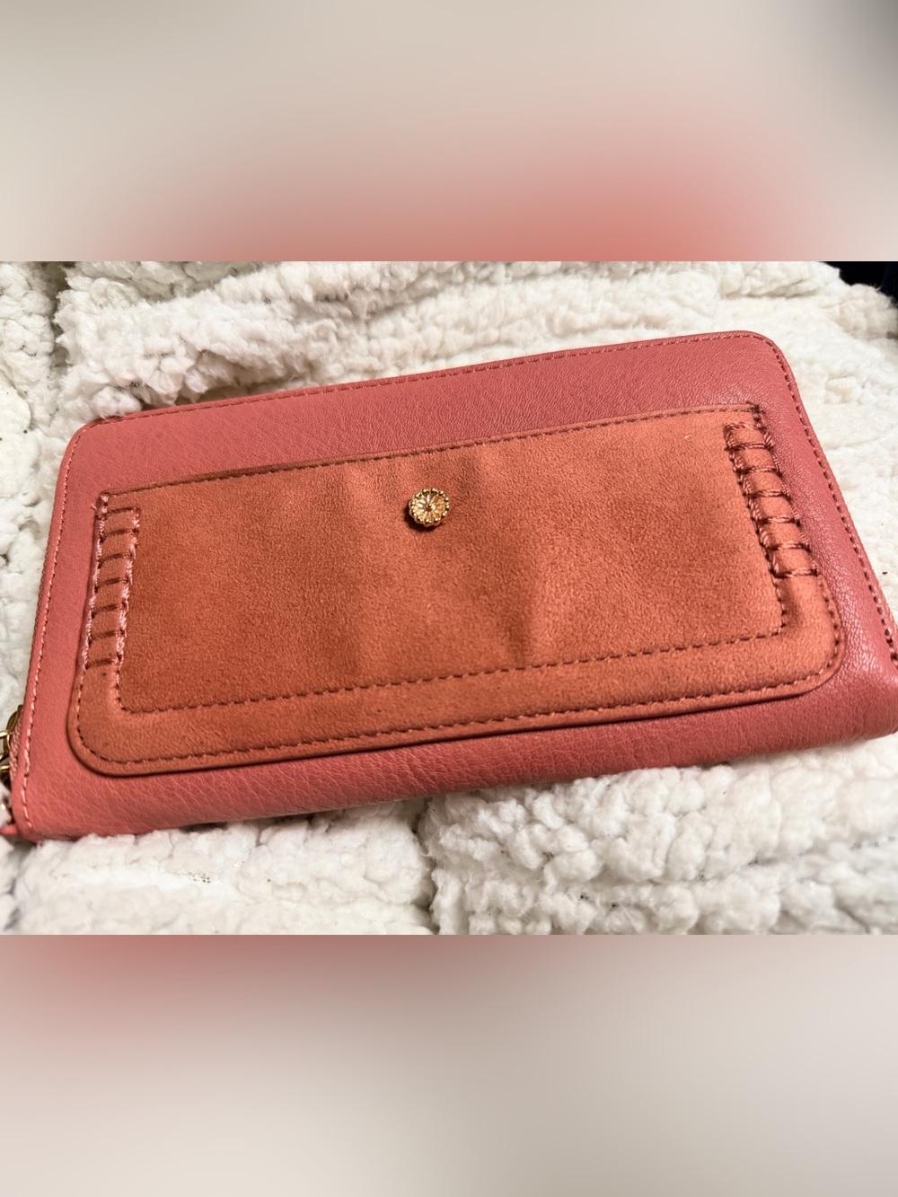 💕3 for $25 sale -Lauren Conrad Dusky Pink Faux Leather Wallet w Gold Tone Accent